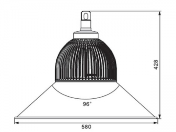 Lámpara LED de aluminio con aletas de enfriamiento para techos altos