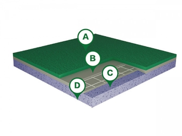 Pavimentos deportivos para pistas de tenis de mesa y bádminton Trioflex-PRO