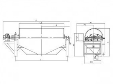 Separador magnético de tambor por vía húmeda
