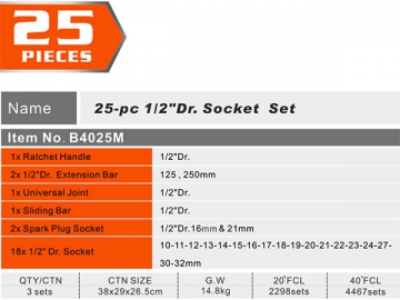 Juego de puntas de 1/2" de 25 unidades