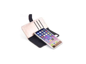 Funda flip cover de cuero sintético para iPhone X