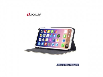 Funda folio de cuero sintético para iPhone X